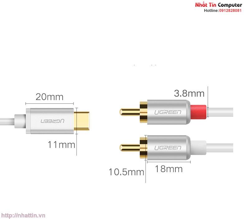 Cáp chuyển đổi USB Type C to RCA dài 1m Ugreen 30734