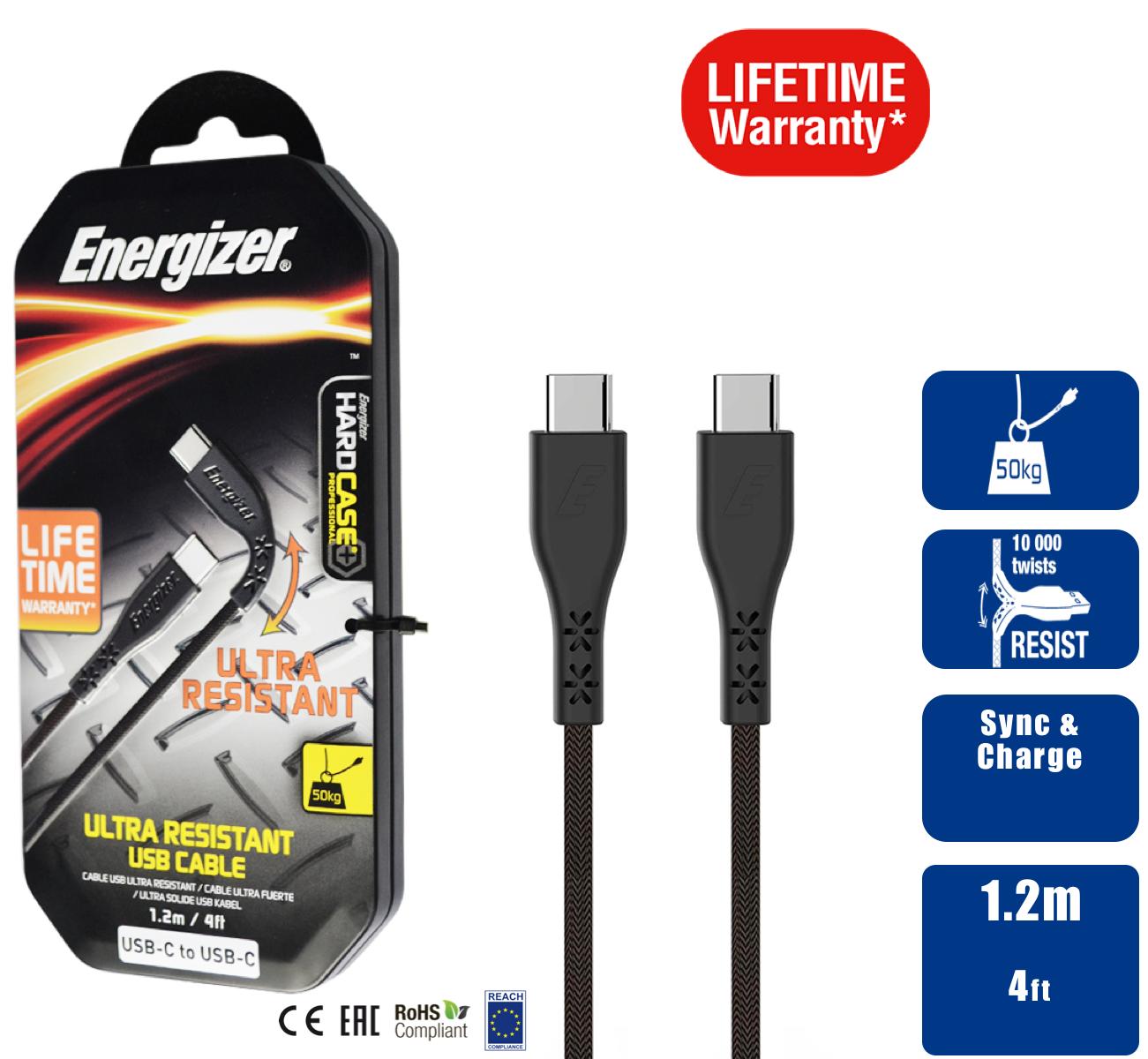 Cáp sạc Type-C Energizer C41C2CGB/C41C2CGBKM