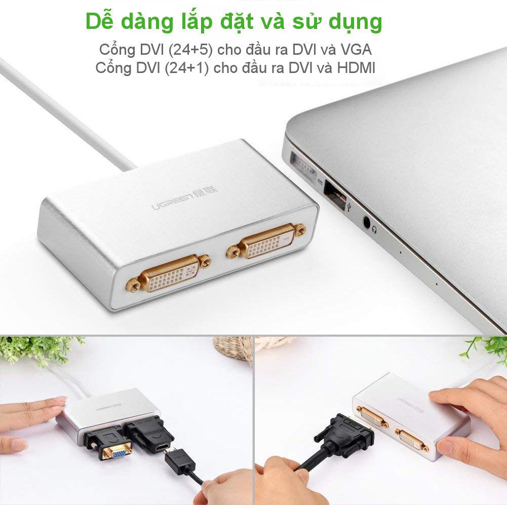 Cáp chuyển đổi USB 3.0 sang 2 DVI Ugreen 40246