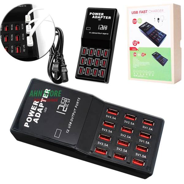 Ổ cắm sạc USB Chuyên dụng 12 cổng sạc siêu nhanh 5V / 12A