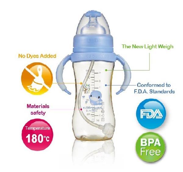 Bình sữa cổ rộng có tay cầm nhựa Pes Ku Ku Ku5838 - 280ml
