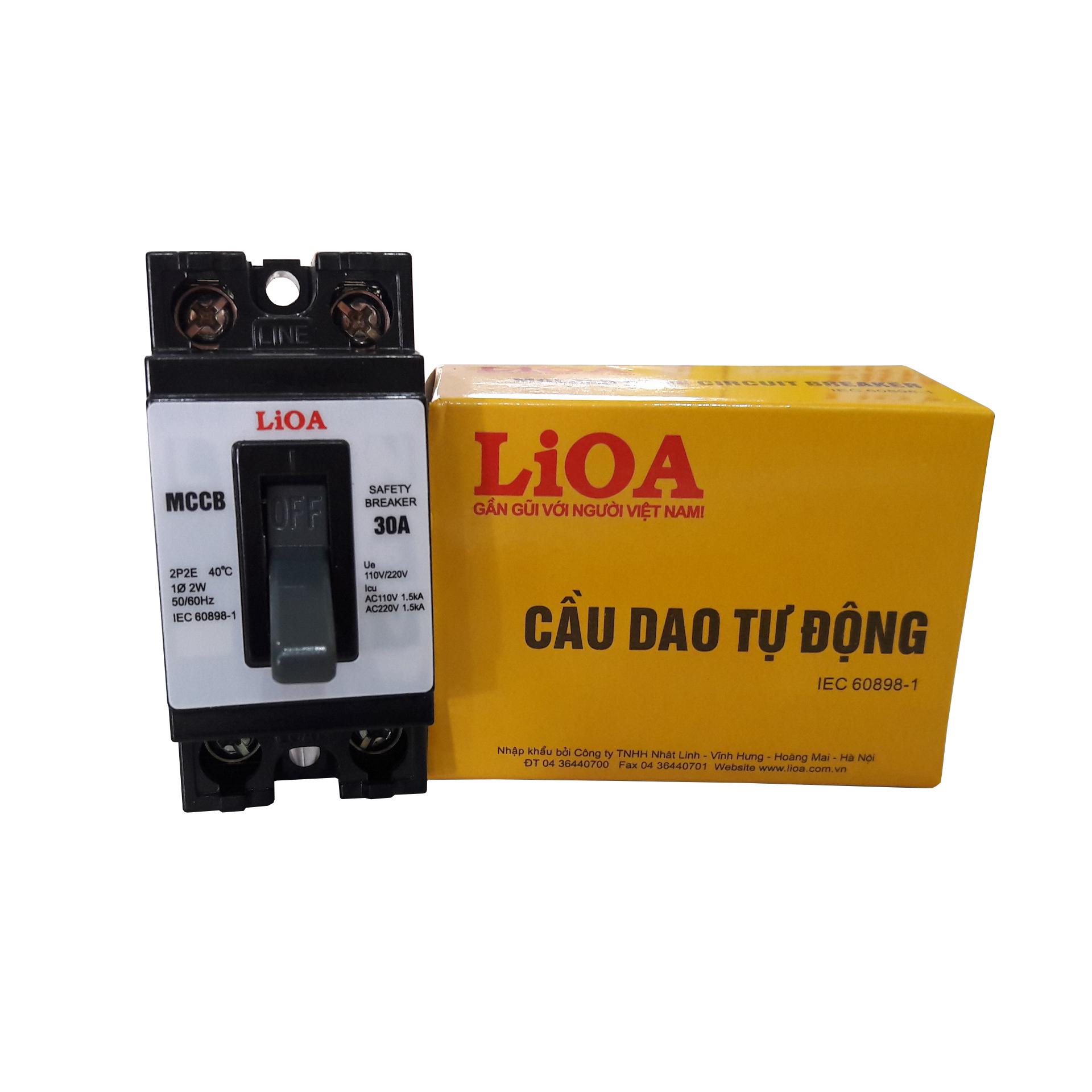 Cầu dao tự động 2 cực 2 tiếp điểm LIOA MCCB2P2E-30A