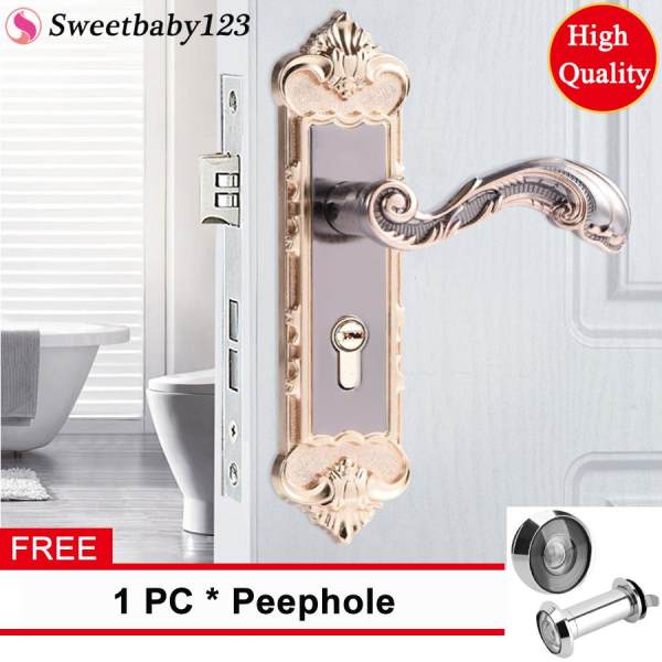 【Free Gift】Phong cách châu âu Retro Hợp Kim Nhôm Vintage Cửa Nội Thất Chống trộm Phòng Cửa-quốc tế