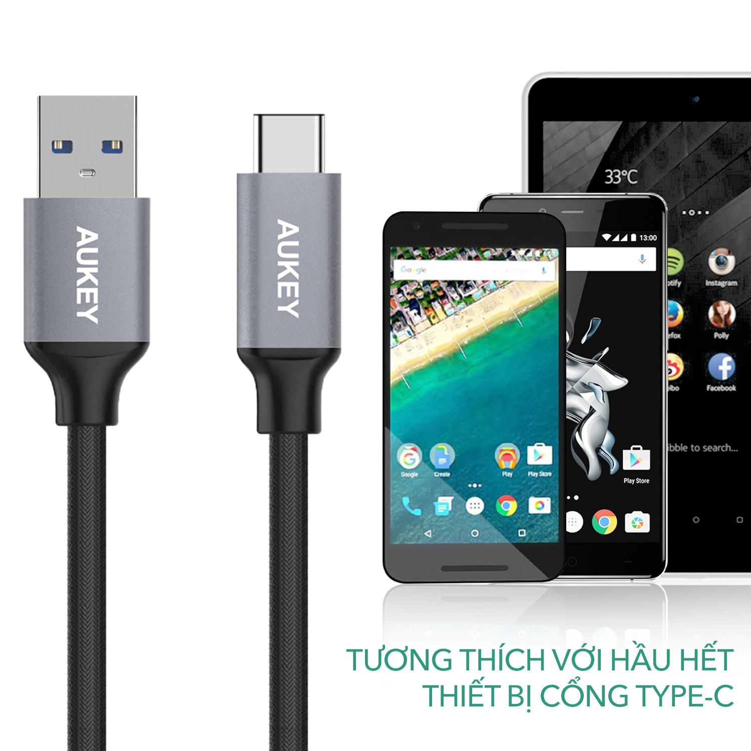 Bộ cáp sạc Type-C Aukey CB-CMD1