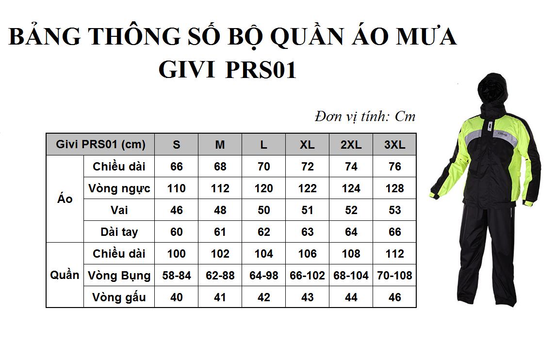 Áo mưa bộ Givi PRS01