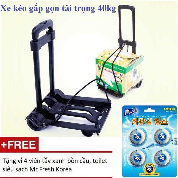 Xe kéo hàng gấp gọn tải trọng 40kg + Tặng 1 vỉ 4 viên tẩy xanh bồn cầu, toilet siêu sạch Mr Fresh Hàn Quốc HH823