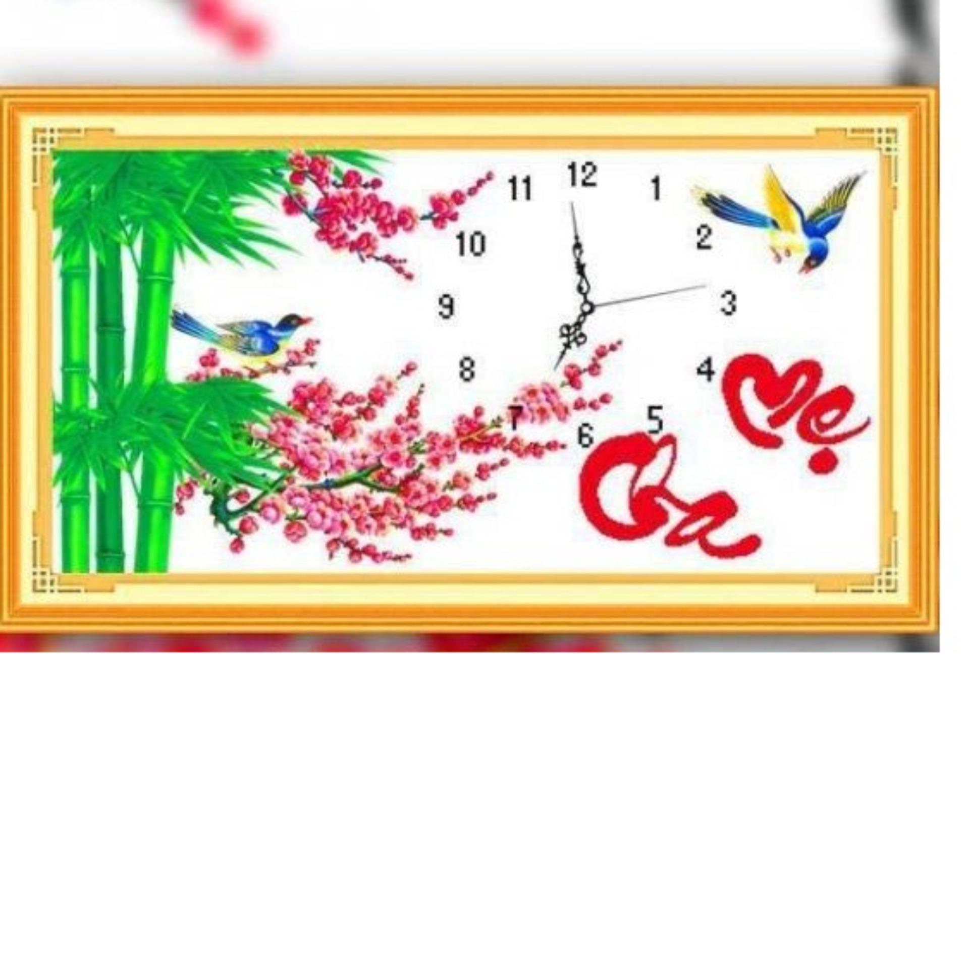 Tranh thêu đồng hồ cha mẹ - DLH-222649