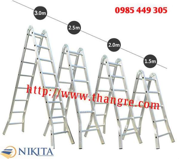 Thang nhôm chữ A khóa sập tự động Nikita Nhật bản dài 4,8m (NIKA25)