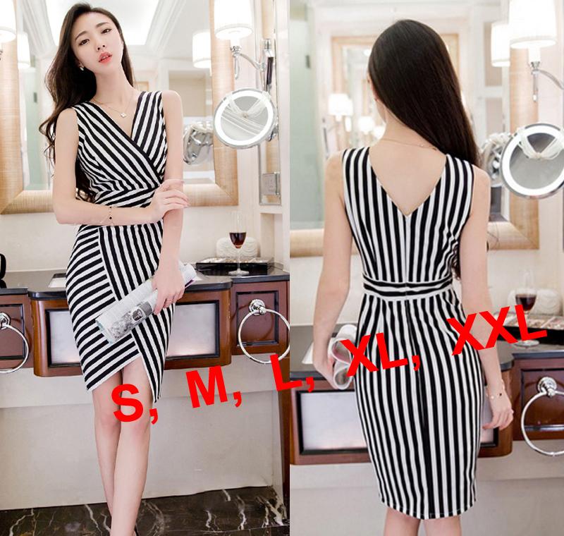 Đầm ôm body phối sọc