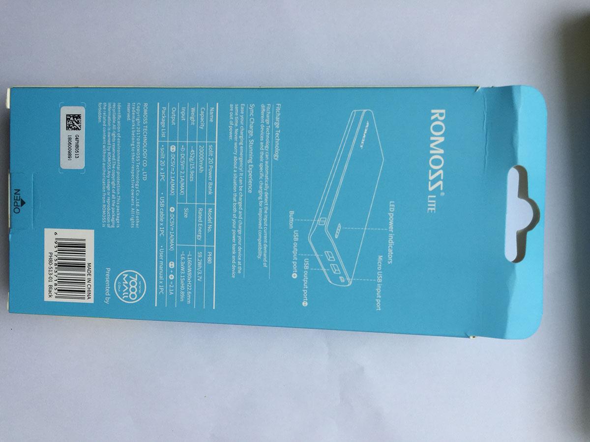 Pin sạc dự phòng Romoss Solit 20 20000mAh