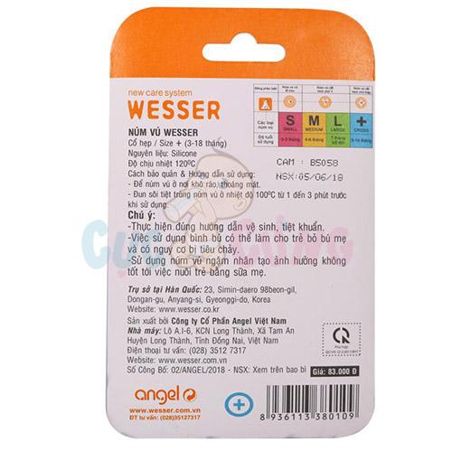 Ty thay bình sữa cổ thường Wesser size +