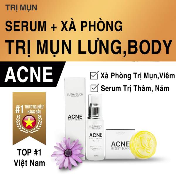 Bộ sản phẩm trị mụn lưng hiệu quả Elizavenca Body Bar + Elizavenca Body Serum