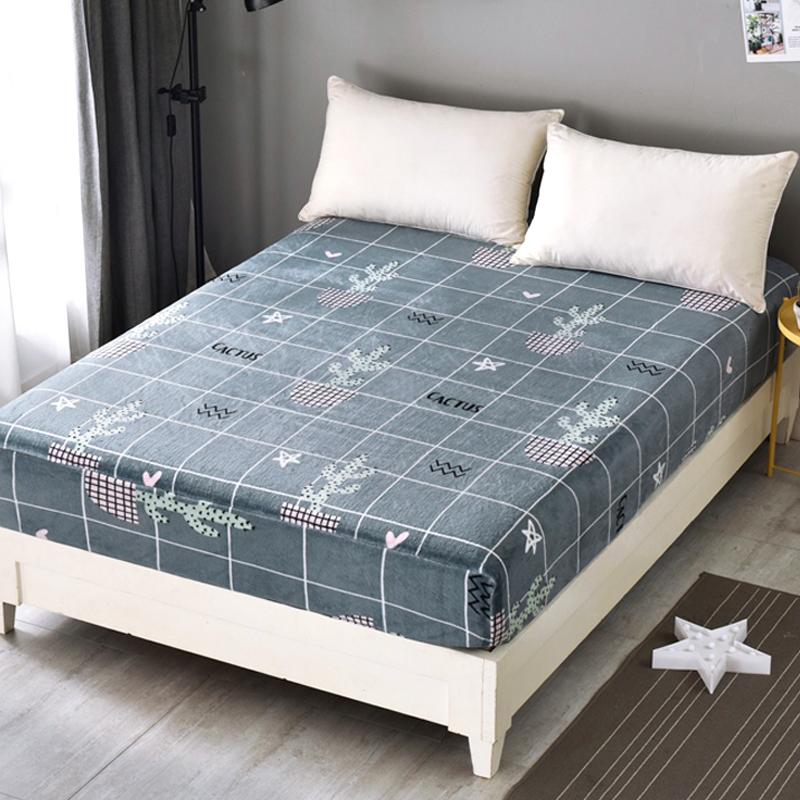 Phong Cách Bắc Âu Giản Lược Vải Flannel Hoa In Ga Bọc Đệm Đồ Gia Dụng Ga Giường Simmons Đệm Bảo Vệ Bộ Đồ Dùng Trên Giường Khởi Động Pad