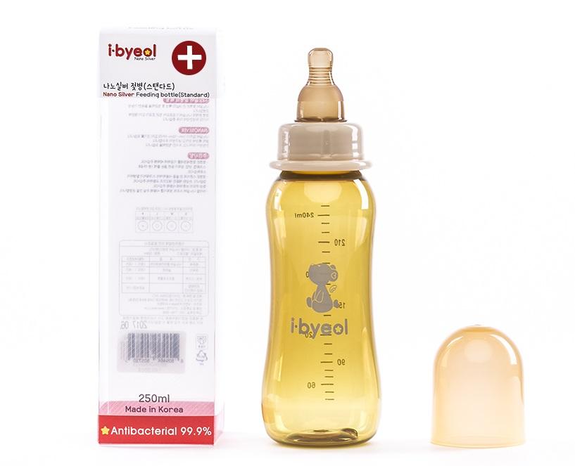 Bình sữa I-Byeol Nano Silver cổ hẹp size + 250ml (3 - 24 tháng)