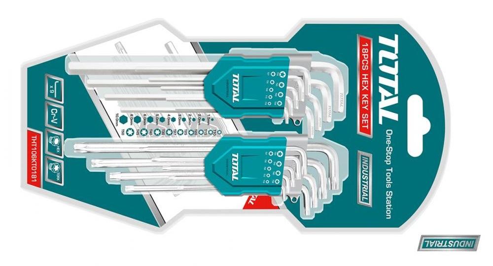 Bộ lục giác bằng và lục giác bông 18 chi tiết Total THT106KT0181