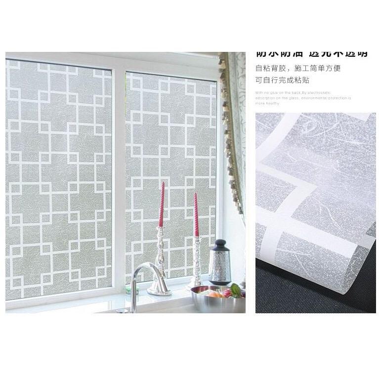 Decal dán kính ô vuông trắng