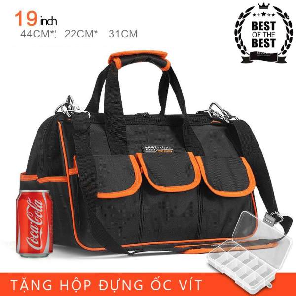 Túi đựng dụng cụ sửa chữa AIRAJ Y19 siêu bền chống thấm -Loại 19 inch Tặng hộp đựng ốc (đen phối cam)