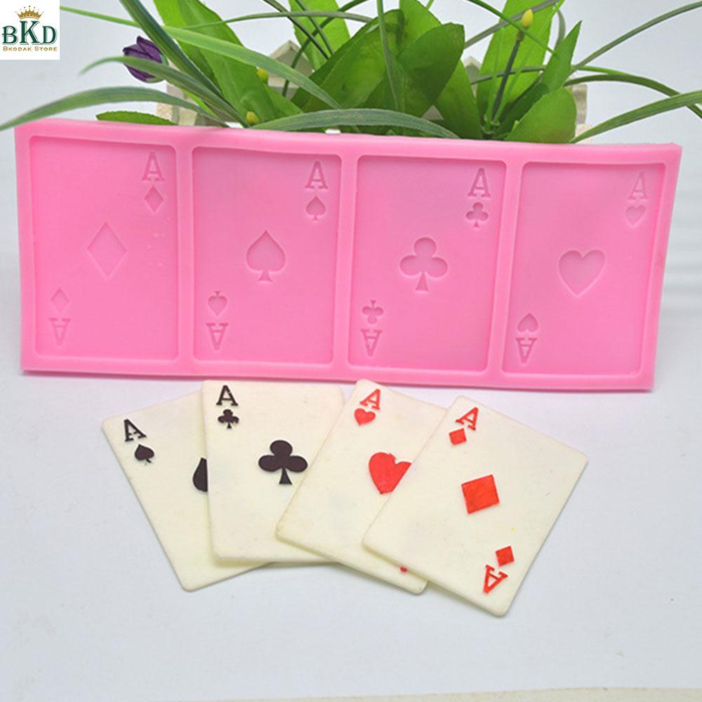 DIY Poker Card Shape Cake Mold Fondant Chocolate Baking Tool Pink Creative
