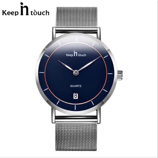 Nơi bán Đồng hồ nam Keep IN tóuch dây kim loại lưới từ mặt kèm lịch ngày + Tặng hộp đồng hồ sang trọng (Đỏ hoặc đen)