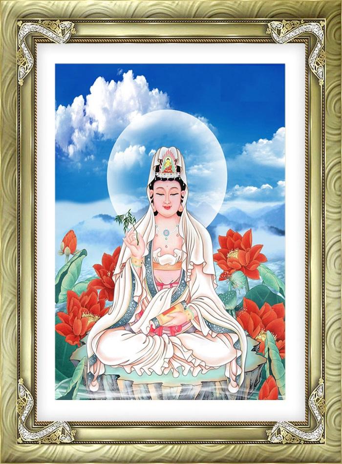 Tranh thêu chữ thập quan âm DLH-YA860
