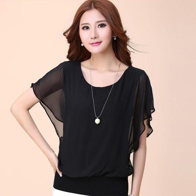 ชีฟองเสื้อสตรี Batwing สตรีแขนสั้นโอเวอร์ไซส์เสื้อเชิ้ตลำลอง Tops ฤดูร้อน Flouncing - INTL ชีฟองเสื้อสตรี Batwing สตรีแขนสั้นโอเวอร์ไซส์เสื้อเชิ้ตลำลอง Tops ฤดูร้อน Flouncing - INTL