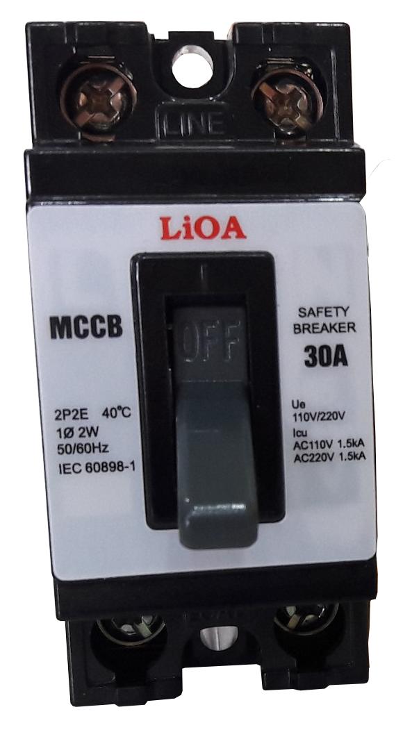 Cầu dao tự động 2 cực 2 tiếp điểm LIOA MCCB2P2E-30A