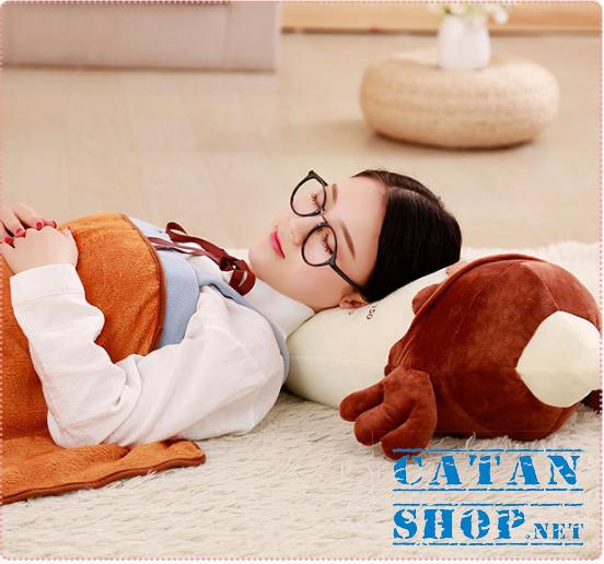 Gối mền hình bình sữa siêu cute 3 trong 1, nỉ nhung cực mịn, chăn gối văn phòng, gấu bông kèm mền, quà tặng…..