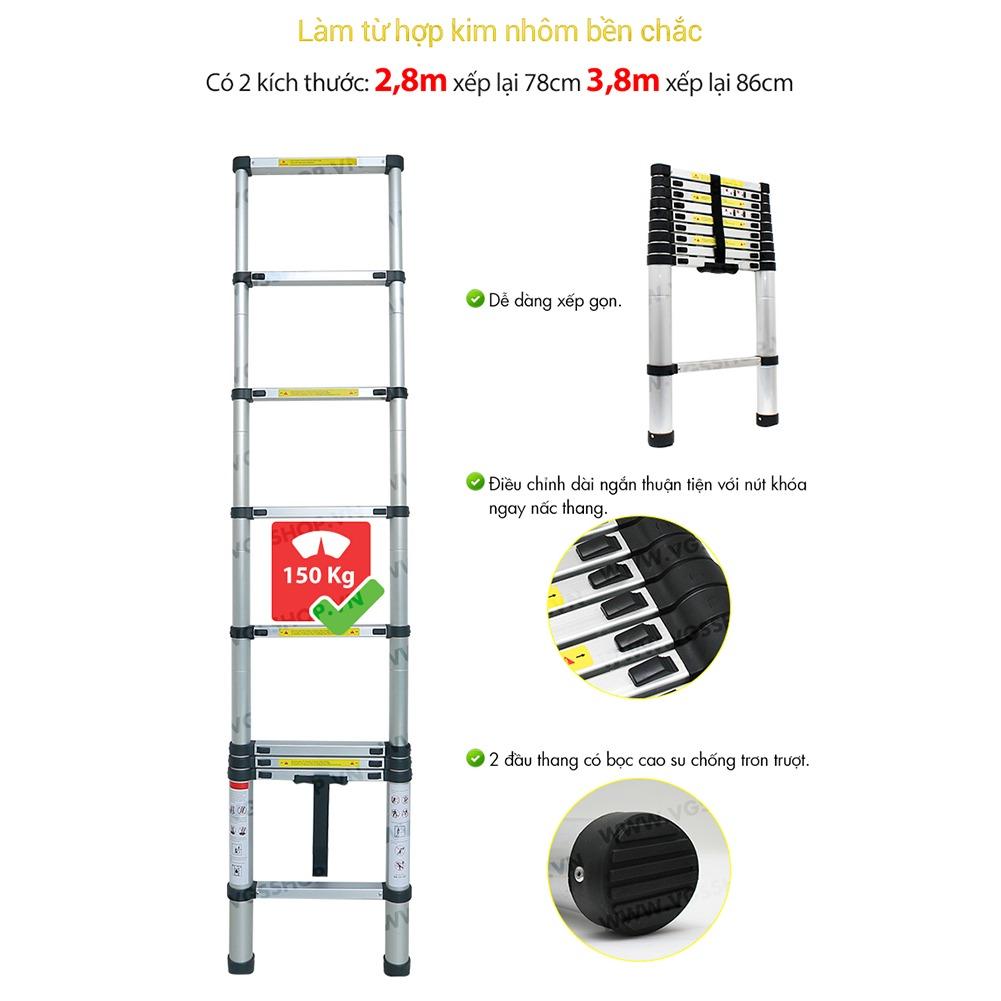 Thang nhôm rút KACHI loại 2,9 mét + Bộ cưa đa năng