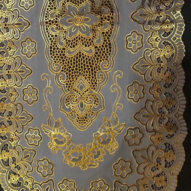 Khăn trải bàn dập nổi hoa vàng 3d siêu đẹp có hình chữ nhật và hình oval ( Đủ size )