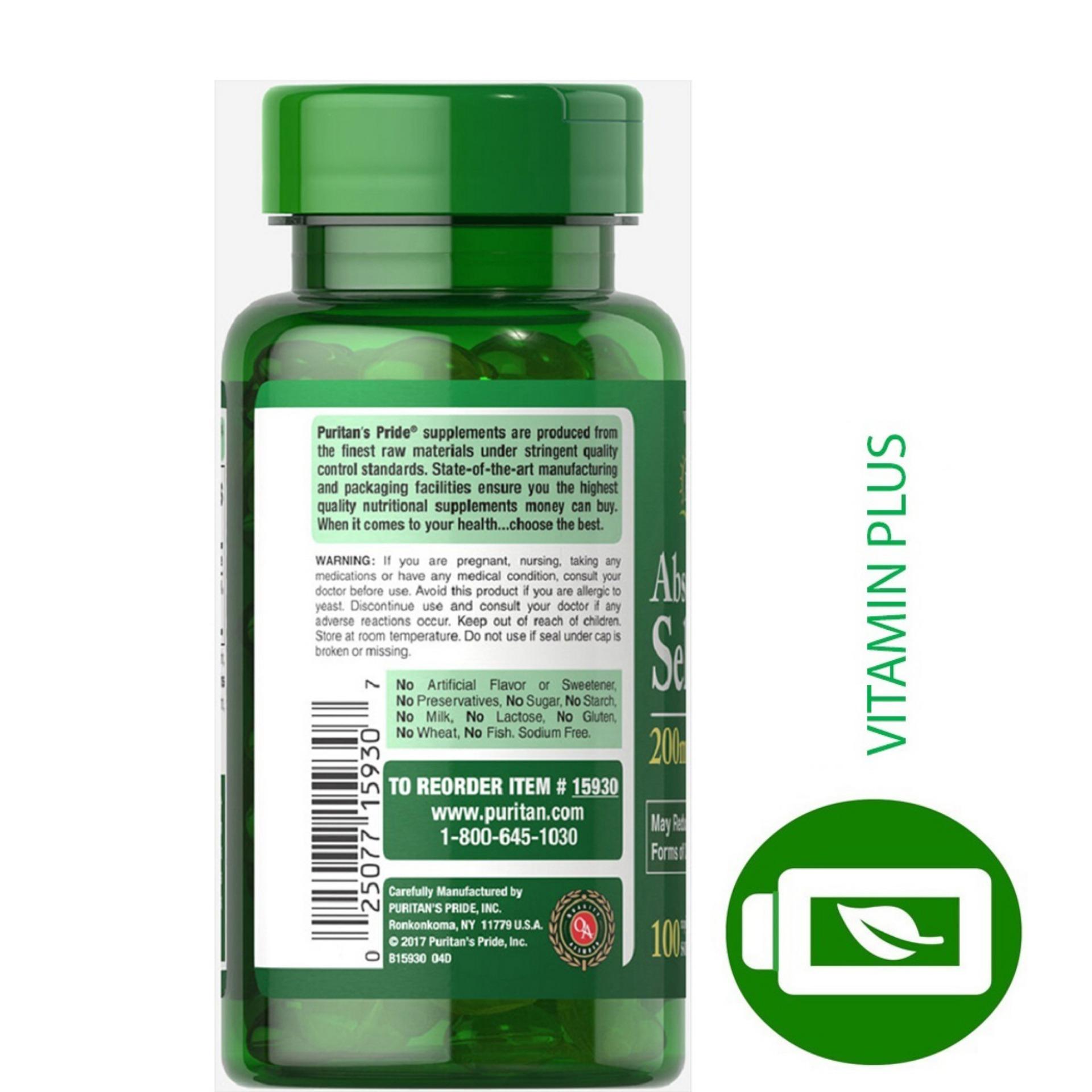 Thực Phẩm Chức Năng Tăng Sức Đề Kháng Puritan's Pride Absorbable Selenium 200mcg