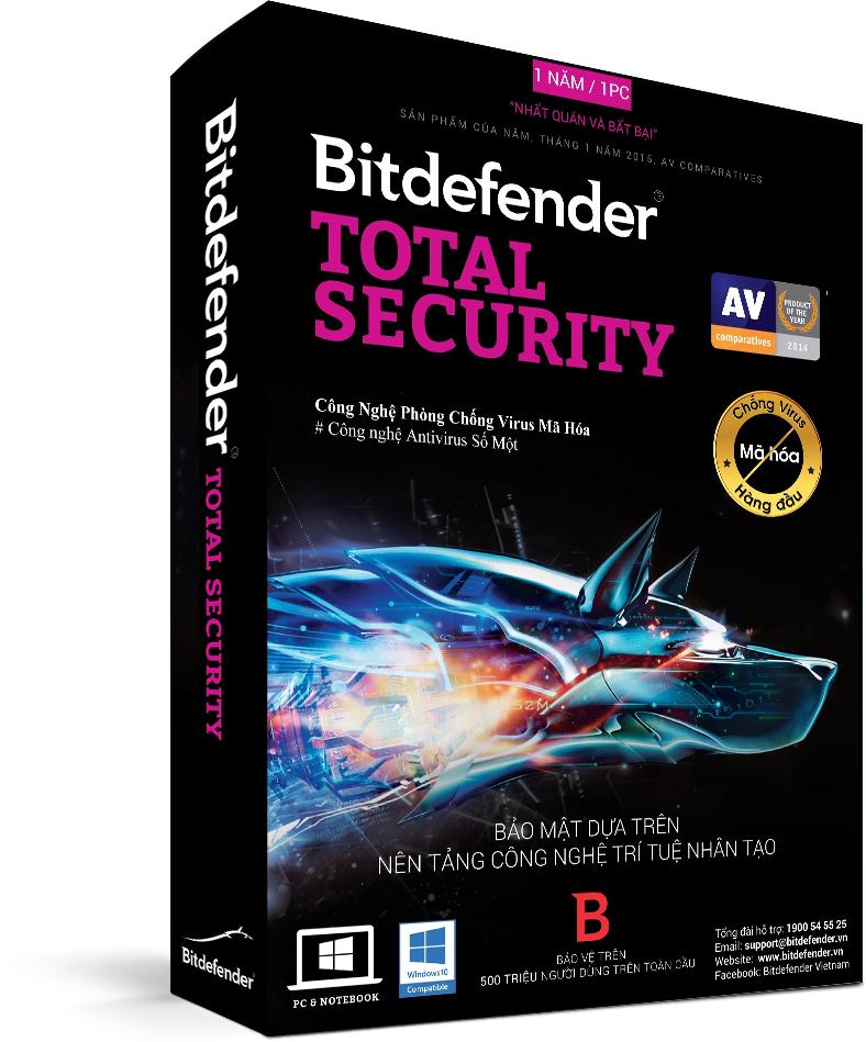 Phần mềm diệt virus Bitdefender Total 1PC/1Year