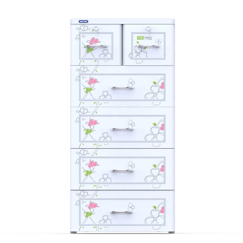 Tủ nhựa cao cấp Duy Tân TABI 5 tầng ( Trắng Hoa hồng )