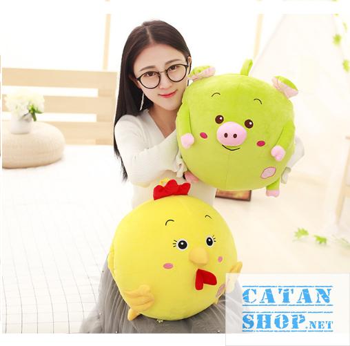 Gối mền heo, bò, gà cute 3 trong 1, nỉ nhung cực mịn, bộ chăn gối văn phòng, gấu bông kèm mền, siêu tiện lợi