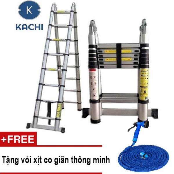 Thang nhôm rút chữ A 3m8 Kachi MK02 + Tặng vòi xịt co giãn