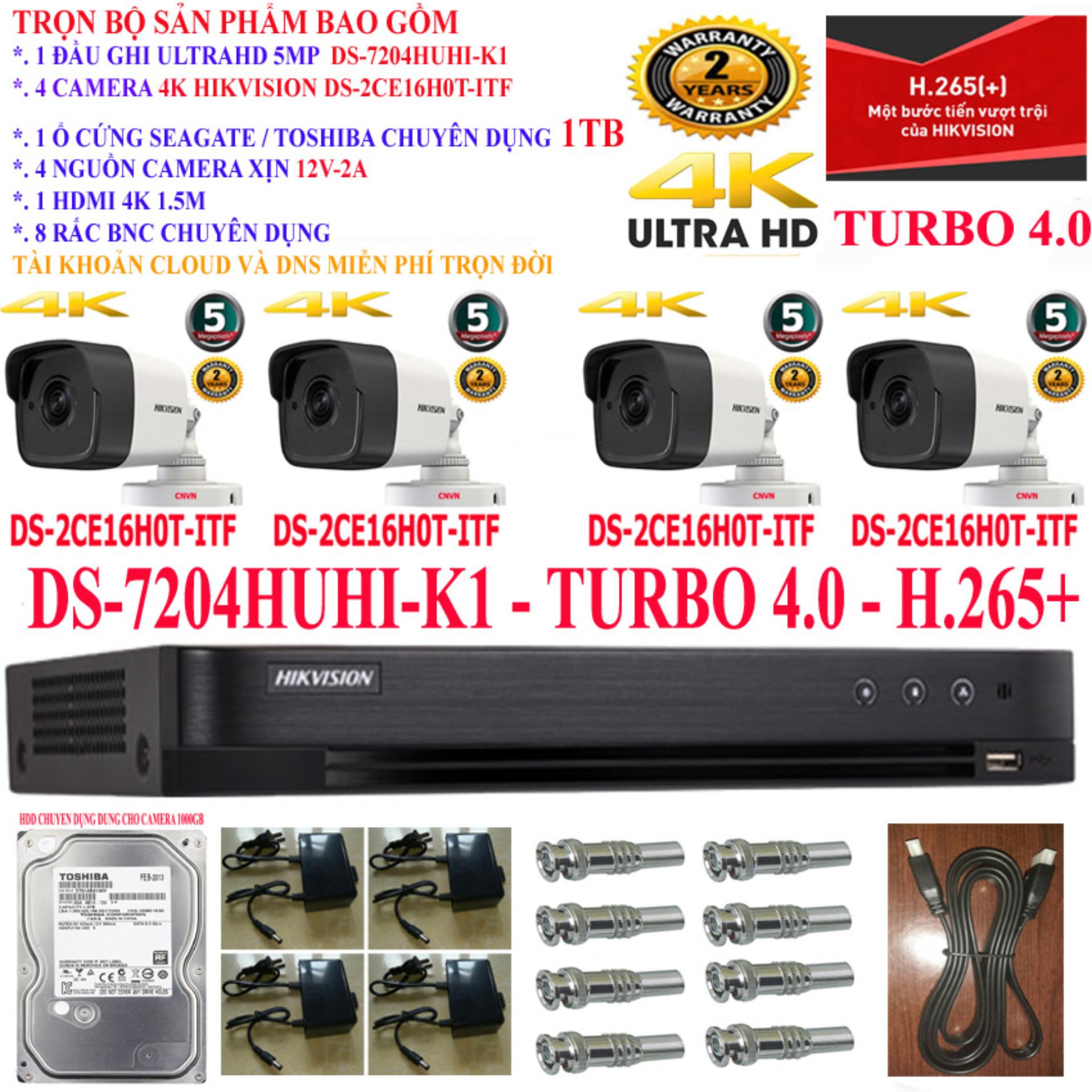 Bộ Camera Hikvision DS-2CE16H0T-ITF Đầu ghi DS-7204HUHI-K1