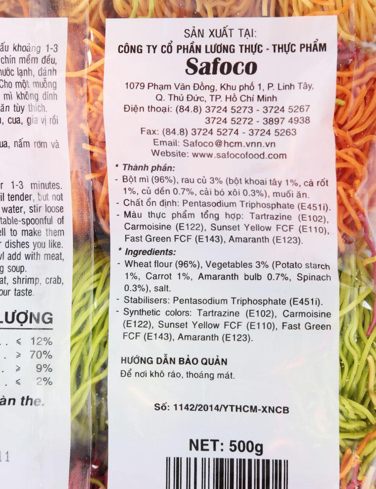Mì Safoco rau củ 500g