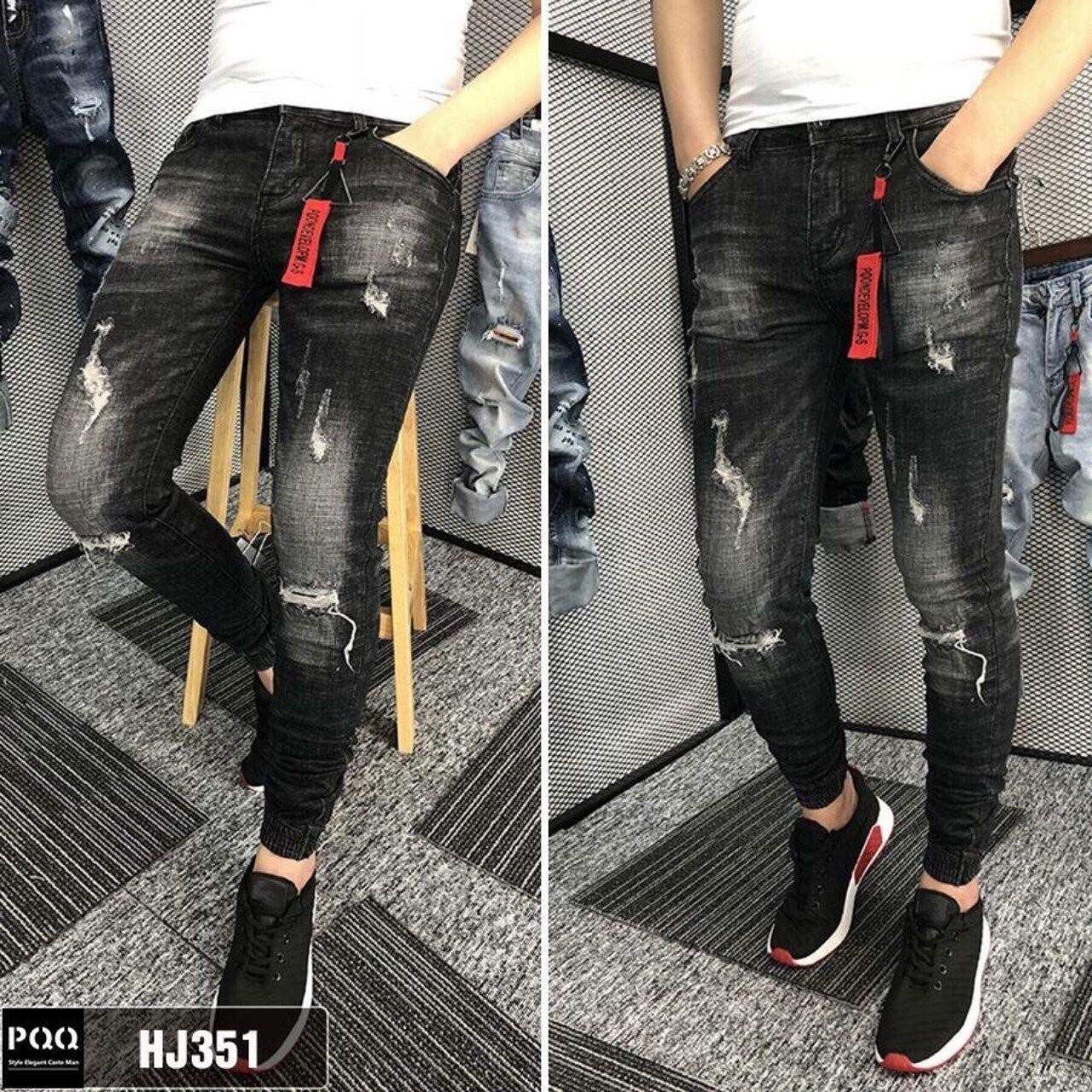 Quần Jean ống bó lưng thun