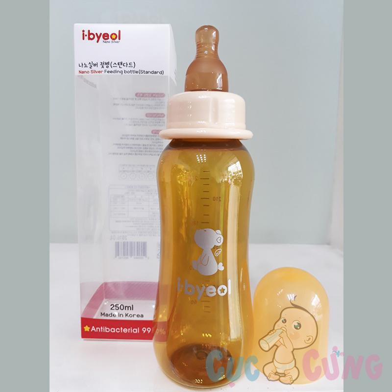 Bình sữa I-Byeol Nano Silver cổ hẹp size + 250ml (3 - 24 tháng)