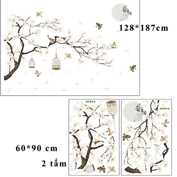 [Size lớn ]Decal dán tường hoa đào trắng SK2022AB-flowerdecal