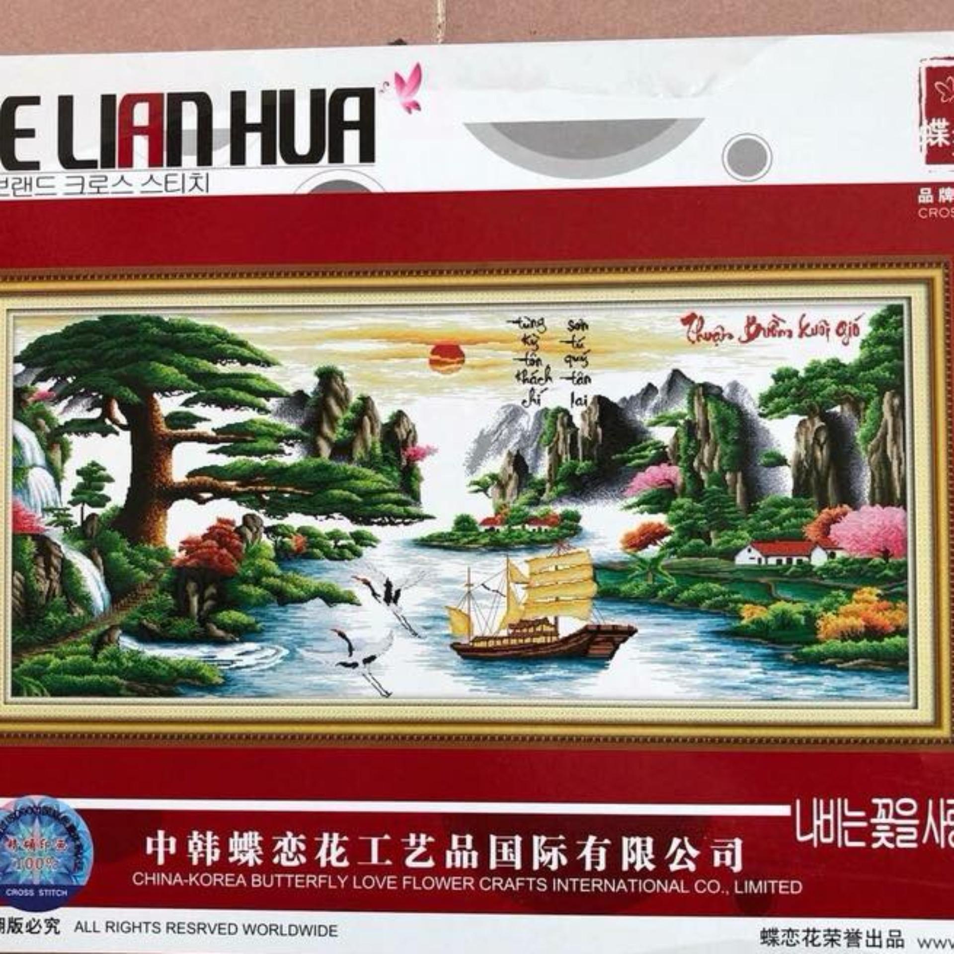 Tranh thêu chữ thập thuận buồm xuôi gió