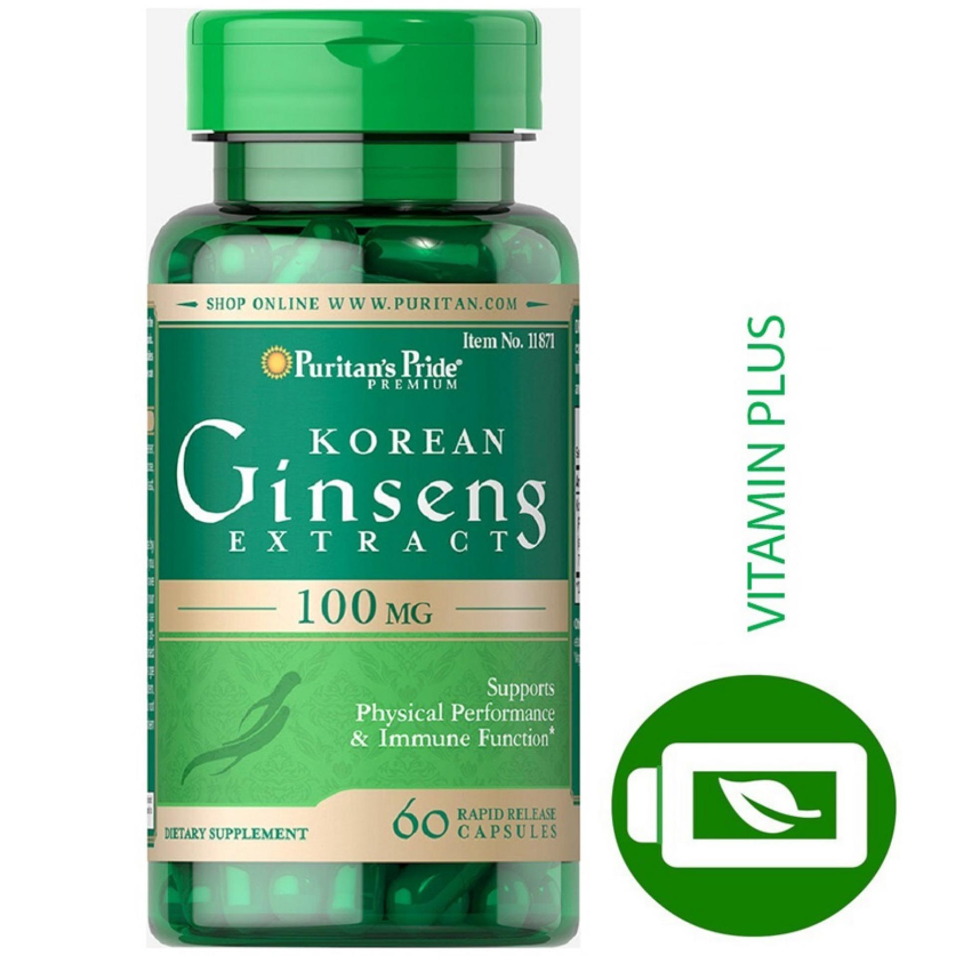Viên uống nhân sâm Hàn Quốc Puritan's Pride Korean Ginseng Extract 100mg 60 viên