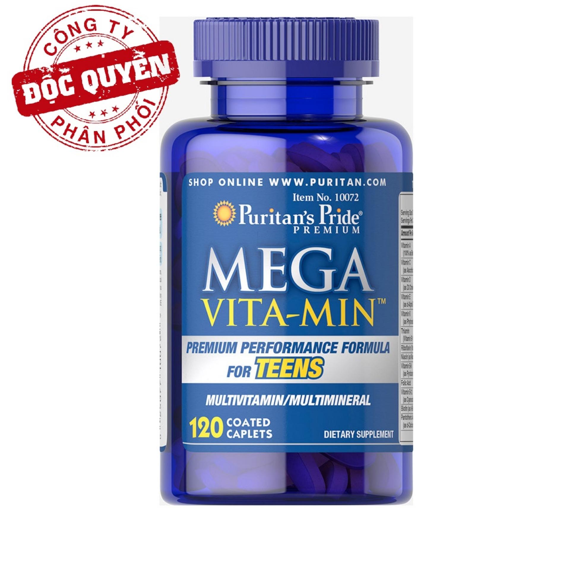 Viên bổ sung sức khỏe tuổi thành niên Puritan's Pride Mega Vita Min 120 viên