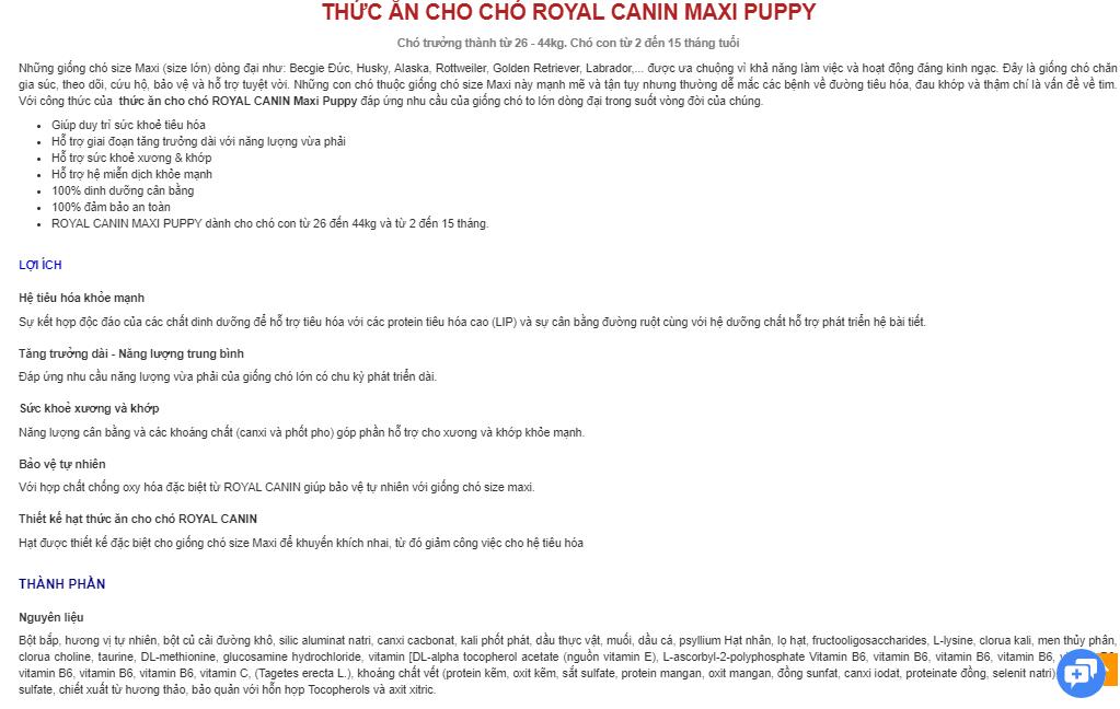 Thức ăn chó Royal Canin Maxi Puppy - 4kg