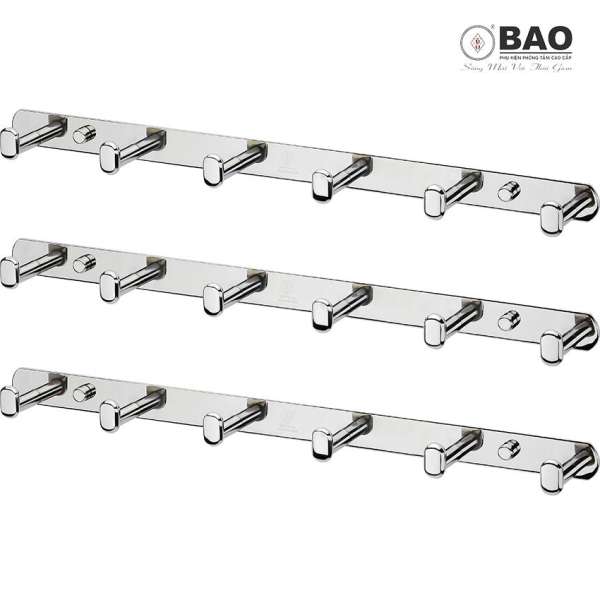 Bộ 3 cái móc áo 6 chấu gắn trên tường BAO - BN316 (INOX 304)