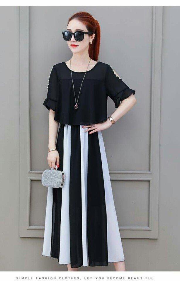 Đầm Xòe Cut Out Phối Màu