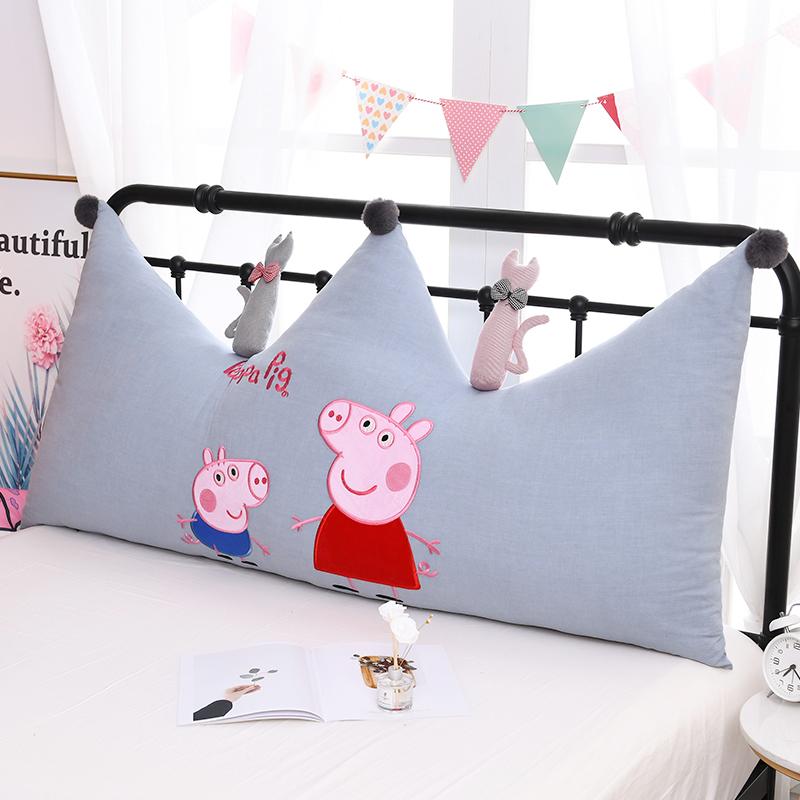 Hoạt Hình Page 100% Cotton Bông Giặt Nước Miếng Thêu Dán Vải Vương Miện Đệm Tựa Giường Ngủ Đầu Tựa Lưng Sô Pha Gối Tựa Có Thể Tháo Ra Giặt