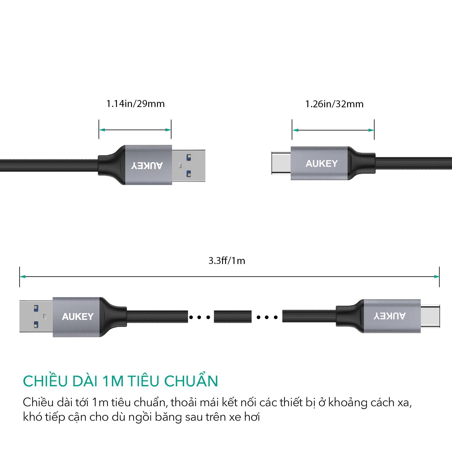 Bộ cáp sạc Type-C Aukey CB-CMD1