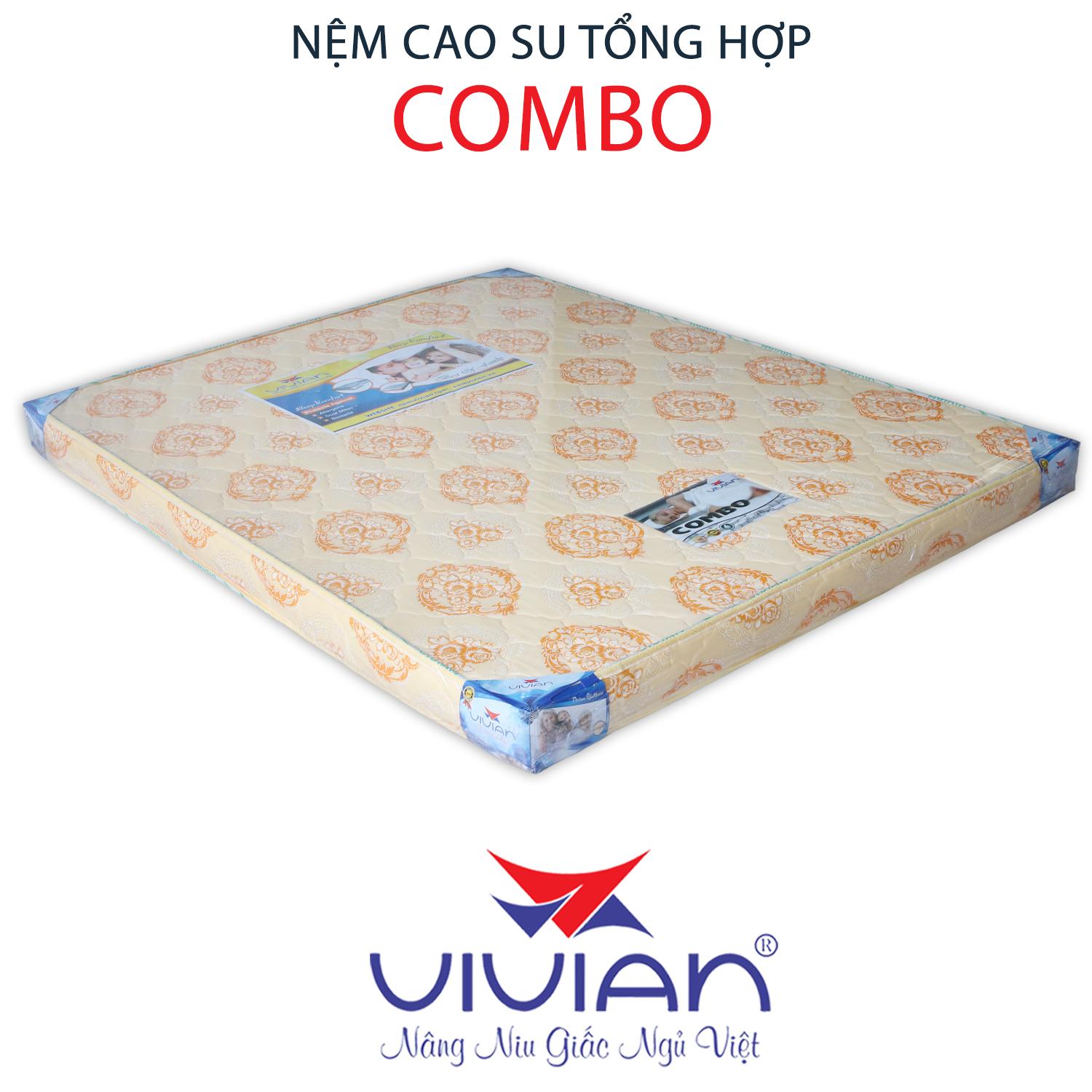 Nệm Cao Su Tổng Hợp Combo VIVIAN (1.2 x 2.0 m)  Nền Trắng Hoa Văn Màu Sắc Ngẫu Nhiên