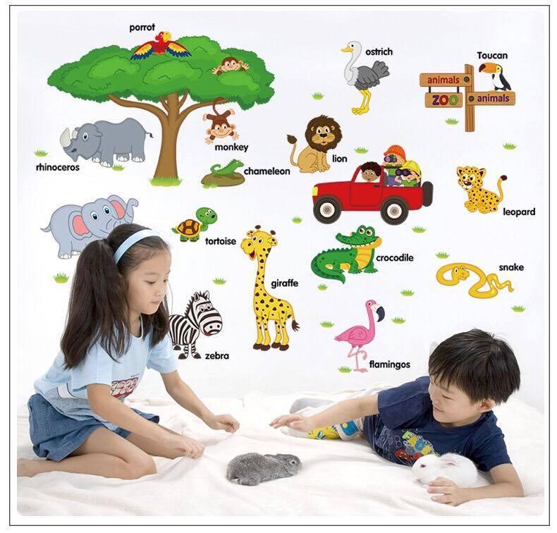 Decal dán tường vườn thú Châu Phi
