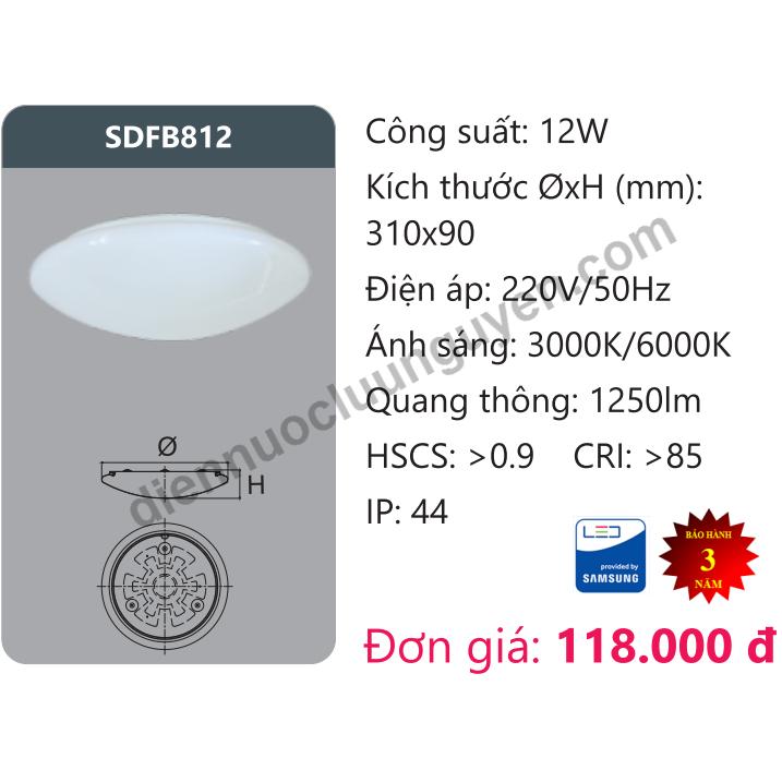 Đèn LED ốp trần Duhal SDFB812 - 12W
